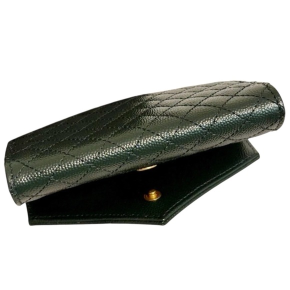 YSL Saint Laurent Grain De Poudre Matelasse Small Monogram Envelope Wallet NEW - Picture 8 of 13